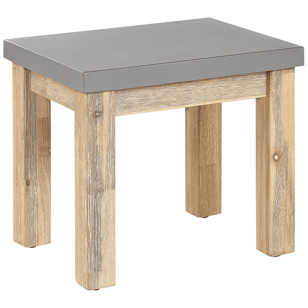 Beliani Záhradná stolička betón akáciové drevo sivá farba svetlé drevo OSTUNI